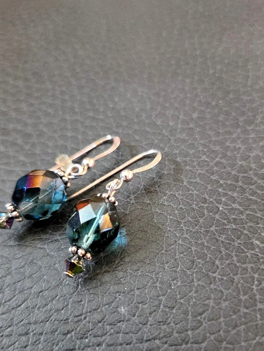 Crystal Drop Earrings in Blue & Multicolor Like New
